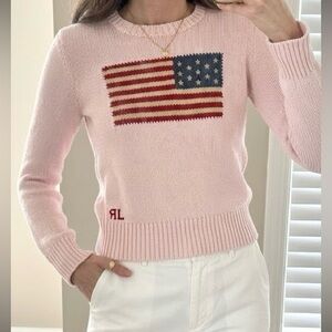Ralph Lauren Pink American Flag Sweater
